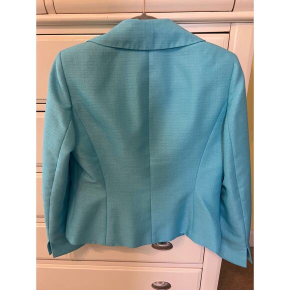 Le Suit Turquoise Blue Skirt Suit Blazer & Skirt Set Women's Size 8 - Picture 9 of 10